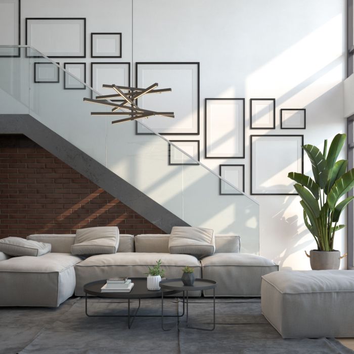 Minimalist Interior of modern living room 3 D rendering